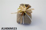 A1406MI23 - Sacchetto Mini Juta Beige A1406MI23 Sacchetto mini in juta beige naturale per bomboniere matrimonio battesimo comunione confetti
